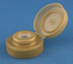 38mm 400 Gold Flip Top Unlined Cap with Valve Seal